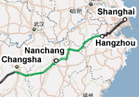 map of Hangzhou-Changsha high speed railway
