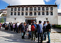 Visitors queue out side the Potala Palace