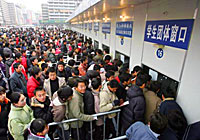 crowds at Shanghai Train Station